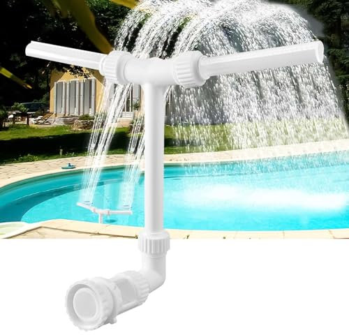 Mumisuto Fontaine de piscine cascade double pulvérisation pour raccords filetés 3,8 cm/5,6 cm Blanc