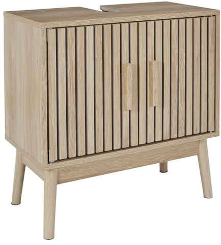 HOME DECO FACTORY, HD0222, Meuble sous Vasque, Modèle Klaus, Collection Natural Crush, Mobilier, Meuble, Meuble de Salle de Bain, 60 x 70 x 30 cm, Marron