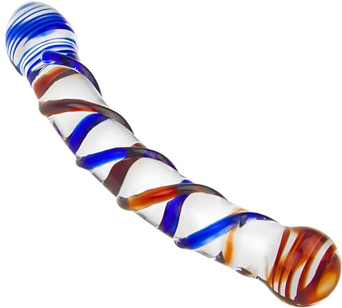 Glass Dildo - 7.67 inch Crystal Glass Anal Plug Dildo Curved for G-Spot & Anal Stimulation Butt Plug Dildo Sex Toy for Couples