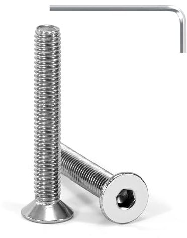 Tunejoy Vis à Tête Fraisée M5 x 35 mm Vis à Six Pans Creux en Acier Inoxydable A2 V2A à Tête Fraisée Hexagonale avec Clé Allen Filetage Complet 20 Pièces