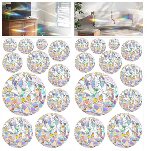 Ouligay Anti-Collision Window Stickers for Birds Rainbow Window Decals for Bird Strikes Circle Window Clings for Bird Strike Prevention Window Sticker to Stop Birds from Hitting