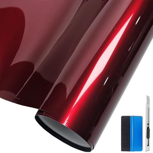 NewL PET Ultra Gloss Car Vinyl Wrap Red 30cm x 300cm | Liquid metal blood effect, Self-adhesive, Air Release Technology, Weatherproof, Tear resistant, Suitable for auto, moto