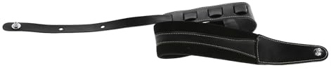 Cintura per chitarra GEWA serie Prestige, vera pelle, larghezza 85 mm, lunghezza 103-139 cm, chiusure di sicurezza - cromo, nero/nero - nero/nero, realizzata a mano in Europa