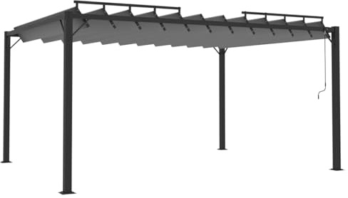 Homgoday Trädgårdspaviljong antracit med justerbart lamelltak | aluminiumram | 3 x 4 m | montering krävs modell 313929