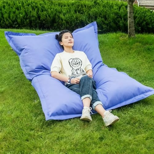 Funda de Saco de Bolas para Exterior e Interior (Sin Relleno) Sofá Puff Perezon - Tapiz Impermeable para Tumbona Tatami Sofá Cama Asiento para Suelo de Salón y Dormitorio(Lavender,140x180cm-cover)