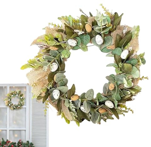 Mppchhn Corone Di Pasqua Per Porta D'Ingresso, Decorazione Pasquale Stagionale Impermeabile, Corona Decorativa Per Porta E Ghirlanda Da Esterno, Per Giardino, Portico, Albero, Parete, Finestra,