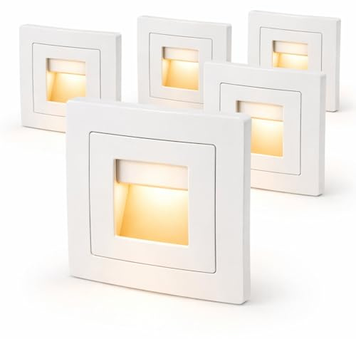 ADAKAT 5er Pack, LED Stufenleuchte, warmweiß 3000K, weiß-matt