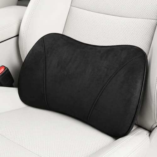Luhuuxmu Cojin Lumbar Coche Ergonómico Cojín Soporte Respaldo Espuma Viscoelástica, Cojín para Aliviar el Dolor de Espalda, Cojín de Soporte Lumbar, Respaldo Lumbar para Silla Oficina Coche/Negro