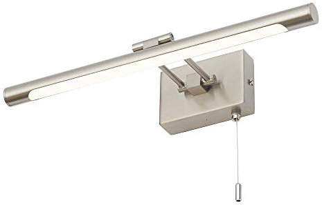 LITECRAFT Picture Wall Light Bathroom Integrated LED with Pull Cord Switch - (Satin Nickel)