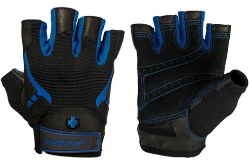 Harbinger Pro Fitness Handschuh Herren, Gewichtheber Handschuhe, Waschmaschinengeeignet, Blau, S