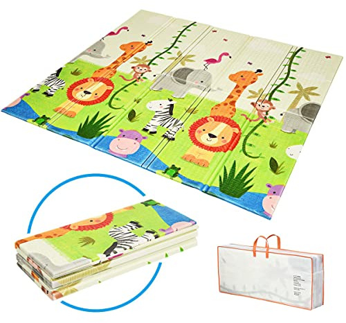 COSTWAY Baby Spielmatte faltbar, 200 x 180 cm Babymatte doppelseitig, Krabbelmatte aus XPE Material, Krabbeldecke, Spielteppich für Babys, Säuglinge und Kleinkinder (Grün)