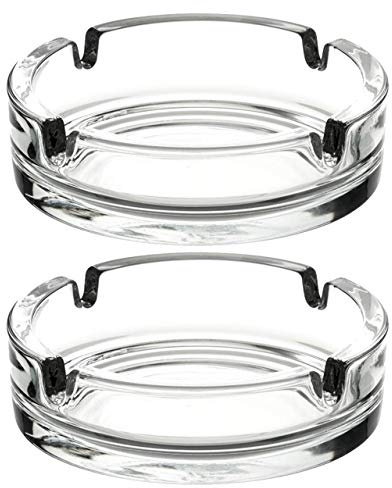 Fargus Posacenere in vetro per sigarette, posacenere decorativo portatile moderno per casa, ufficio, interni ed esterni, patio, elegante vassoio per cenere, confezione da 2 (trasparente)
