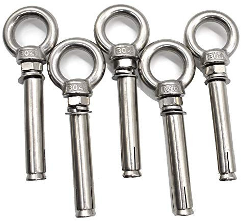 5 Pack Expansion Bolt Anchor Bolt 304 Stainless Steel Screw Ring Lifting Expansion Shield Anchor Eye (Expansion Ring M8* 90)