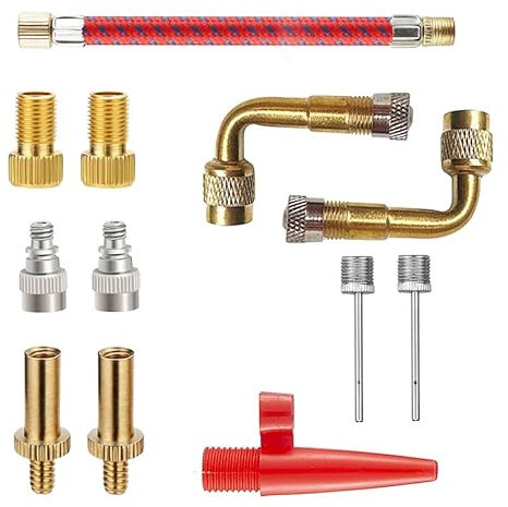 Voarge Fahrradventiladapter, Düsenadapter-Set, 12 Stück, Adapter, Kugelpumpe, Luftpumpe, Luftdüse