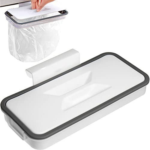 Retoo Supporto per sacco della spazzatura sospeso Cestino della Spazzatura Sospeso con Coperchio Porta Sacco della Spazzatura in Plastica per Casa Cucina Ufficio Bagno Soggiorno Camera da Letto