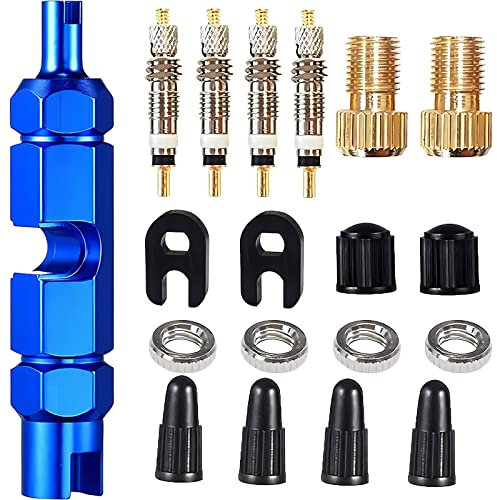 19 Stücke Ventile Ersatz Set, Fahrrad Ventil, Fahrrad Adapter Ventil, Fahrradventil Adapter, Französisch Fahrradventil Adapter Set, für Fahrräder und Mountainbikes