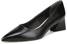 Franco Sarto Womens Racer Pointed Toe Block Heel Pump Black Leather 9 M