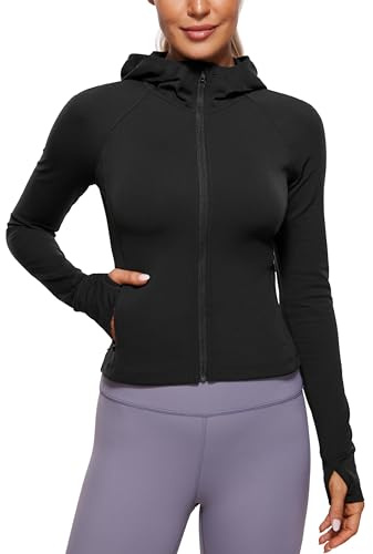 CRZ YOGA Giacca da allenamento con zip intera Butterluxe da donna, vestibilità slim Nero 44