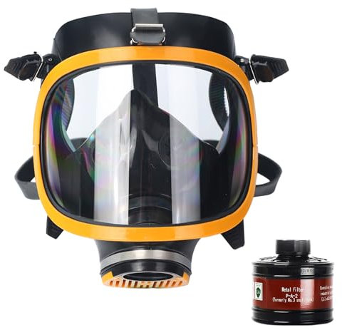 Sumeber Helgasmask andningsskydd med standard Rd40, återanvändbart för organiska, oorganiska ångor, sura gaser, ammoniak, gasning, färg | ansiktsskydd, mässingsfilter och handskar