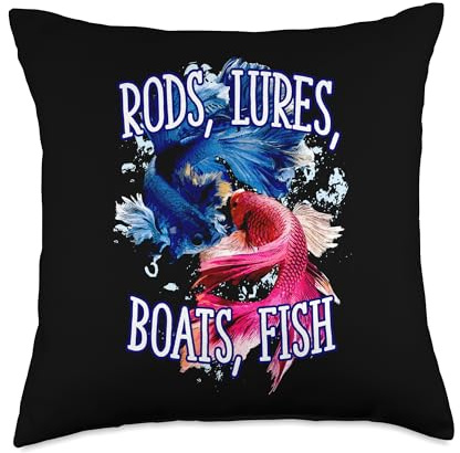 Rods Lures Boat Fish Hobby Lakes Activities Lagoon Fishing Throw Pillow
