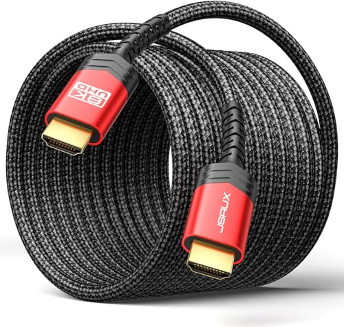 JSAUX - Cavo HDMI 30 metri, cavo in fibra ottica lungo HDMI 2.1, 8K, ad alta velocità, 48Gbps 8K @60Hz, 4K@120Hz, UHD HDR 10+, eARC, Dolby Vision, 3D, VRR, compatibile con PS4, PS5, 8K