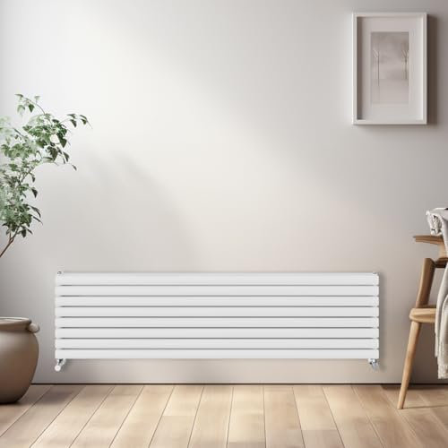 NRG Horizontal Oval Radiator Bathroom Central Heating Double Column Designer Radiators 1800x472mm - White