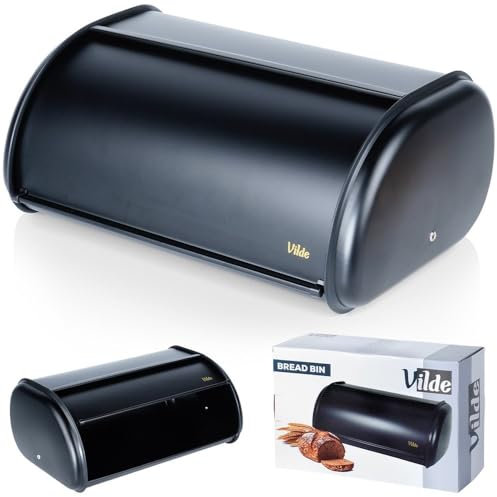 Vilde Boîte à pain en acier noir 43 x 27,5 x 18,5 cm