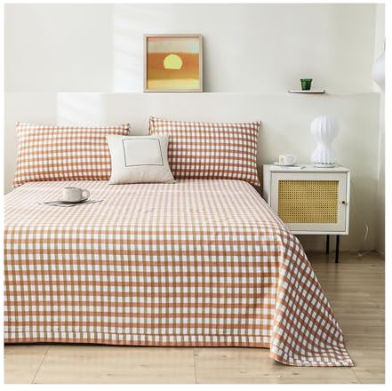 CZADMXP Bettlaken Betttuch Ohne Gummizug, Polyester-Baumwolle Bett Laken Mit 2 Kissenbezug, Abwaschbar Bettwäsche Haustuch Für Schlafzimmer (Plaid,200x240cm)