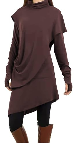 Vestidos de mujer casual para mujer, vestido floral asimétrico con cuello vuelto, vestido étnico vintage de manga larga para otoño e invierno 2024, vestidos de manga larga para mujer, Reino Unido, hot