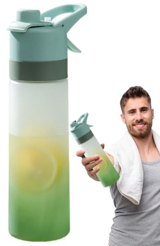 Botella de agua de beber de niebla con spray, botella de agua de basura para beber | 650 ml de botella de agua deportiva con spray | Botella de niebla portátil para gimnasio, ciclismo, entren