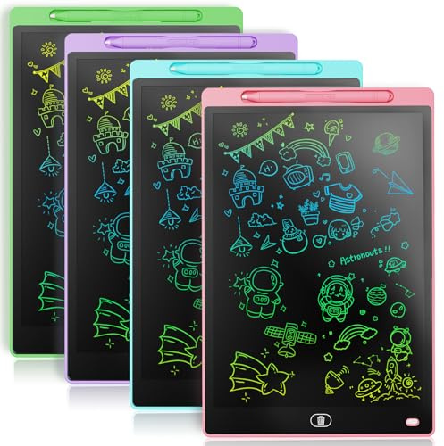 [4 Pack] Genialba LCD Writing Tablet 8.5-Inch Colorful Doodle Board, Toddler Learning Educational Toys Gifts for 3-8 Years Old Girls and Boys, Electronic Drawing Pad for Kids (Pink&Blue&Green&Purple)