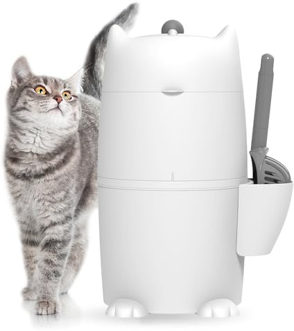 Red Rocket Pets Litter Trash Can for Cat Kitty Twister Plus, Litter Disposal System, No Smell Litter Storage Container with Scooper, 2X Refill Bags and 2X Charcoal Sachets (Standard)