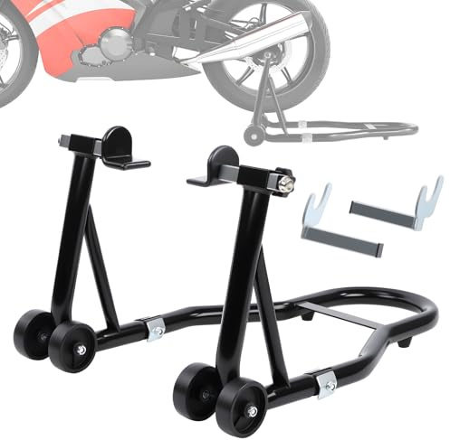 Motorcycle Rear Wheel Stand,882lbs/400kg Load Capacity Lift with U + L Fork Swingarm Spool, Heavy Duty Rear Wheel Stand Motorcycle Lift Jack Stand, fit for Suzuki Yamaha Honda Kawasaki, Black