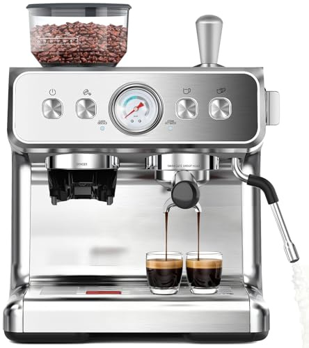 COWSAR 20 Bar Espresso Machine with Grinder & Milk Frother Steam Wand, 58mm Expresso Coffee machines, Commercial Stainless Steel Coffee Maker for Cappuccino and Latte, Perfect for Home Café-Pro