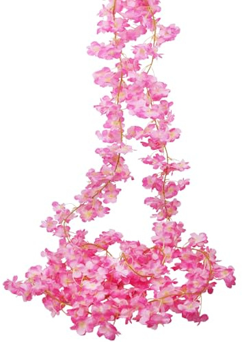 CEWUDA 2 Pezzi Fiori di Ciliegio Artificiali Ghirlanda Fiori Finti Rosa Artificiale Ghirlanda Primaverile Vite Ghirlande di Ciliegio per Matrimoni Decorazioni Feste Giardini Stanze Casa Decor