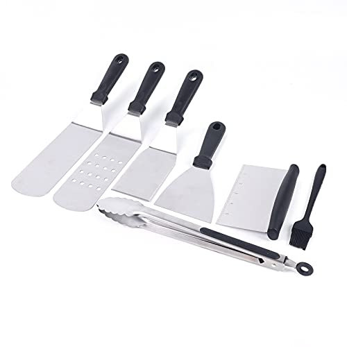 Juego de herramientas para barbacoa, de acero inoxidable, 10 piezas, accesorio profesional, idea para barbacoas al aire libre, Teppanyaki y camping