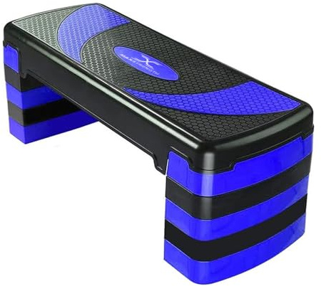Aerobic Exercise Stepper with 5 Adjustable Step Levels (10/15/20/25/30CM), Cardio, Weights, Yoga, Exercise Workout Step Board, Anti-Slip for Home/Gym/Office, Routines, Fitness, Traing (Blue)