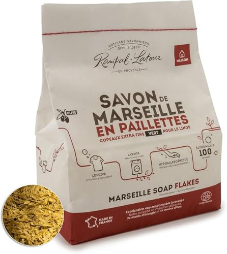 Rampal Latour – Reine Seifenflocken für die Wäsche – 1,5 kg (Ohne Duftstoffe – Mit Olivenöl)