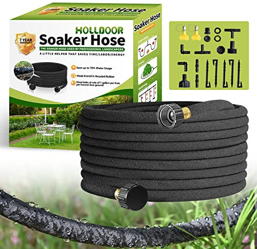 Holldoor Tropfschlauch für Gartenbeete, mit Tropfschlauch-Set, 1.27 cm Durchmesser, Gartenschlauch für Tropfer, 70 % wassersparend, Bewässerung für Rasen, Landschaftsbau, Garten (15 m)
