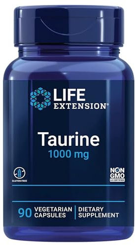 Life Extension, Taurine, 1000 mg, Dose Elevata, 90 Capsule vegane, Testate in Laboratorio, Senza Glutine, Vegetariane, Senza Soia, Senza OGM