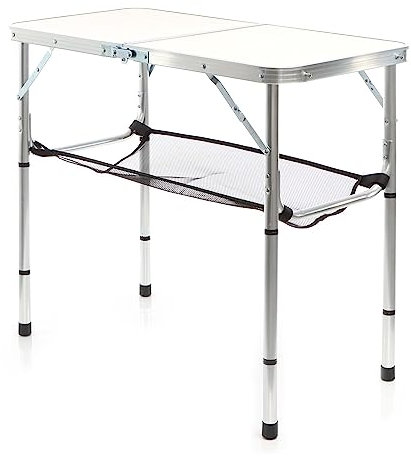 Toboli Campingtisch Weiß 80x40cm höhenverstellbar auf 31/45/56/70 cm Aluminium Klapptisch Falttisch Outdoor klappbarer Tisch für Camping, Garten und Balkon, Camping Tisch faltbar