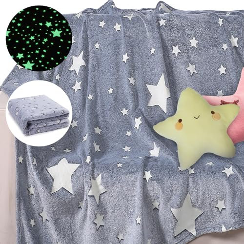 Darryy Couverture douillette - Idée Cadeau - 152 x 127 cm -Manta Polar Unicornio, Manta Polar Infantil Niño, Manta Peluche Niña, Siesta, Sofá, Regazo(Estrellas)