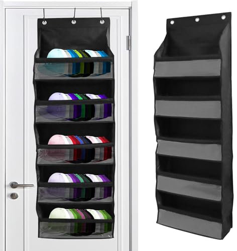 Qivine Porta Cappelli, 5 Livelli Portaoggetti da Appendere per 60 Cappelli, Organizer per Cappelli con 3 Ganci, Tessuto Oxford 600D, per lo Stoccaggio e l'esposizione