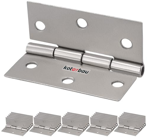 KOTARBAU® 25er Set Möbelscharnier 50 mm Möbelband Schrankscharnier Nickel Gerollte Scharniere Klappbar Klavierband Steckverbinder Kistenband Werkzeugkästen