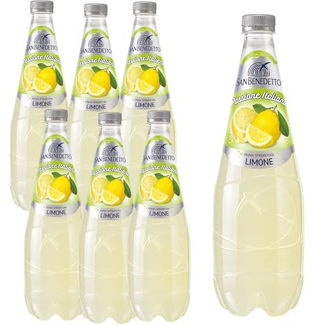 San Benedetto Limone Zero, Bibita Analcolica Gassata, 6 x 750 ml, Zero Zuccheri Aggiunti e Pochissime Calorie, Rinfrescante e Leggera