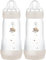 MAM Easy Start Anti-Colic Baby Bottles | 2 Pack (2 x 320ml) | Self-Sterlising | Fast Flow MAM Teats Size 3 | Baby Accessories | Cream (Various Designs)