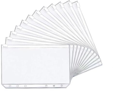 15 Stück A6 Binder Taschen, Giantzhong PVC 6-Loch Reißverschluss Ordner, für Budget Planner Zubehör, Einlegeseiten Loseblattbeutel, Foto (Transparent)