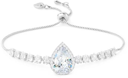 Linawe Pulsera mujer, pulsera de tenis de plata, brazalete con piedras preciosas y diamantes, joyería nupcial para dama de honor, pulsera para mujer