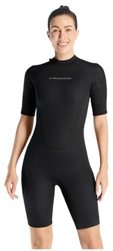 VLOBAOM Wetsuit Shorty da Donna 3 Mm Abiti da Immersione in Neoprene Abiti Bagnati per Immersioni per Lo Snorkeling del Surf Nuoto,M,Black