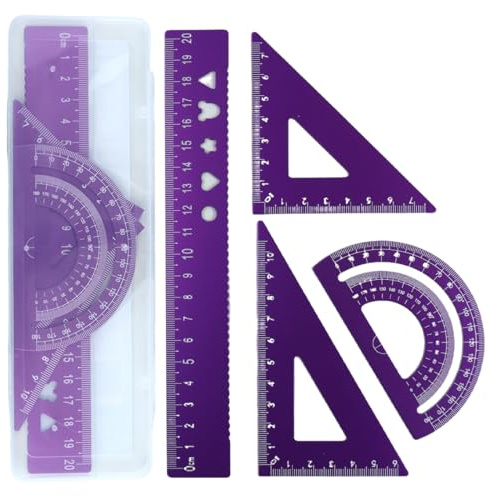 XPEX 4 PCS righello flessibile righello piccolo righello triangolare squadra di alluminio strumenti compasso scuola set di geometria matematica（A）